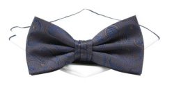 Mucha Granatowo-Brązowa z Białą Poszetką, w Paisley, Elegancka, Męska -CHATTIER. Niebieskie krawaty i muchy Chattier, bez wzorów, z poliesteru, eleganckie. Za 59.00 zł.