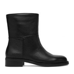 Botki GINO ROSSI. Czarne botki damskie Gino Rossi, bez wzorów, bez obcasa, na słupku, bez zapięcia. Za 349.99 zł.