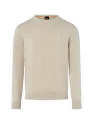 BOSS Orange sweter z dzianiny z zawartością kaszmiru - Kanovano Mężczyźni Bawełna beżowy, L. Brązowe swetry męskie BOSS Orange, l, bez wzorów, z bawełny, eleganckie, bez kołnierzyka, bez ramiączek. Za 549.95 zł.