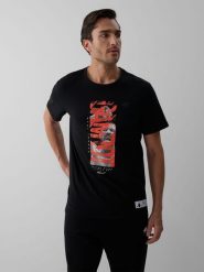 4F T-shirt regular z nadrukiem męski 4F | Mateusz Gamrot - czarny S. Czarne t-shirty męskie 4F, l, z aplikacjami, z bawełny, bez kołnierzyka, bez ramiączek. Za 129.99 zł.