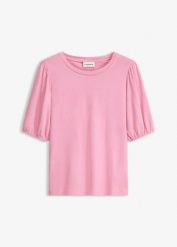 T-shirt z miękkiej mieszanki wiskozy. Czerwone t-shirty damskie bonprix, bez wzorów, z wiskozy, bez kołnierzyka, bez ramiączek. Za 27.99 zł.