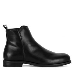 Botki Lanetti. Czarne botki męskie Lanetti, bez wzorów, bez obcasa, bez zapięcia. Za 149.99 zł.