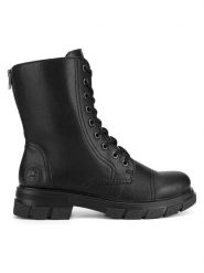 Rieker Trzewiki Z9107-00 Czarny. Czarne botki damskie Rieker, bez wzorów, ze skóry, bez obcasa, na płaskiej podeszwie, bez zapięcia. Za 309.99 zł.