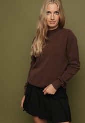 Brązowy Sweter z Wełną i Wiskozą o Prostym Fasonie z Półgolfem Giolera. Brązowe swetry nierozpinane damskie Born2be, s, bez wzorów, z wełny, biznesowe, bez kołnierzyka, bez ramiączek. Za 119.99 zł.