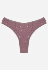 Fioletowe Majtki Strongi z Drobnym Nadrukiem z Bawełną Clymeine. Fioletowe majtki damskie Renee, z bawełny. Za 5.99 zł.