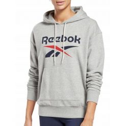 Bluza na co dzień damska REEBOK z kapturem. Szare bluzy damskie Reebok, xs, bez wzorów, sportowe, bez ramiączek, z kapturem. Za 159.00 zł.