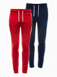 Zestaw spodni męskich dresowych BASIC - 2 pak mix V4 - Rozmiar: XL. Czerwone spodnie sportowe męskie Ombre Clothing, m, z aplikacjami, z bawełny. W wyprzedaży za 82.49 zł.