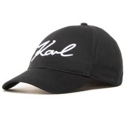 Czapka z daszkiem KARL LAGERFELD. Czarne czapki damskie KARL LAGERFELD, bez wzorów. Za 159.99 zł.