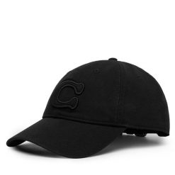 Czapka z daszkiem Coach. Czarne czapki damskie Coach, bez wzorów. Za 209.99 zł.