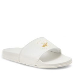 Klapki Beverly Hills Polo Club. Białe klapki damskie Beverly Hills Polo Club, bez wzorów, bez obcasa, bez zapięcia. Za 99.99 zł.