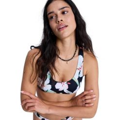 Stanik bikini typu bralette dla Kobiety PRINTED ESSENTIALS Czarny. Czarne stroje kąpielowe damskie Roxy, xl, bez wzorów, z elastanu. Za 169.99 zł.
