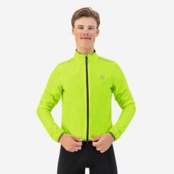 Przeciwdeszczowa kurtka rowerowa męska Rogelli Essential. Żółte kurtki męskie Rogelli, m, bez wzorów, z poliesteru, bez kaptura. Za 329.00 zł.