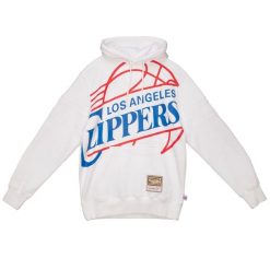 Sweatshirt z kapturem Los Angeles Clippers. Białe bluzy męskie Mitchell & Ness, bez wzorów, sportowe, bez ramiączek, z kapturem. Za 434.50 zł.