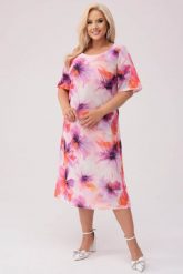 Trapezowa sukienka Felipa w kwiaty w odcieniach fioletu MIDI PLUS SIZE XXL OVERSIZE WIOSNA. Czerwone sukienki damskie Moda Size Plus Iwanek, na co dzień, na wiosnę, plus size, bez wzorów, z elastanu, eleganckie, bez kołnierzyka, plus size, bez ramiączek, midi, dopasowane. W wyprzedaży za 99.90 zł.