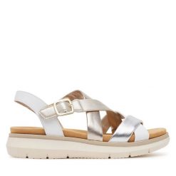 Sandały Remonte. Białe sandały damskie Remonte, bez wzorów, bez obcasa, na płaskiej podeszwie, bez zapięcia. Za 379.99 zł.