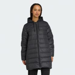 Parka z kapturem Essentials CLIMAWARM 3-Stripes Light Down. Czarne parki damskie Adidas, xl, bez wzorów, z kapturem. Za 649.00 zł.