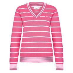 Damski sweter z dzianiny z dekoltem w serek HV Society Manon. Czerwone swetry nierozpinane damskie HV SOCIETY, bez wzorów, z bawełny, eleganckie, bez kołnierzyka, bez ramiączek. Za 416.50 zł.