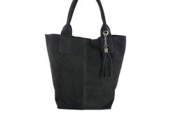 Shopper bag skórzany BARBERINI'S c. szary 375/8-28. Szare shopperki damskie Barberinis, bez wzorów, ze skóry, zamszowe, bez dodatków. Za 199.99 zł.
