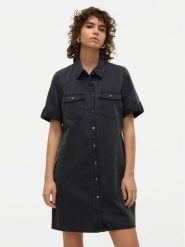 Vero Moda Sukienka jeansowa Jennie 10309665 Czarny Regular Fit. Czarne sukienki damskie Vero Moda, s, bez wzorów, z bawełny, bez kołnierzyka, bez ramiączek. Za 129.99 zł.