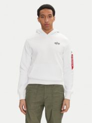 Alpha Industries Bluza Signature Back Print 148341 Biały Regular Fit. Białe bluzy męskie Alpha Industries, m, bez wzorów, z bawełny, bez ramiączek, bez kaptura. W wyprzedaży za 239.99 zł.
