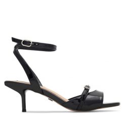 Sandały Nine West. Czarne sandały damskie Nine West, bez wzorów, bez obcasa, na szpilce, bez zapięcia. Za 184.99 zł.