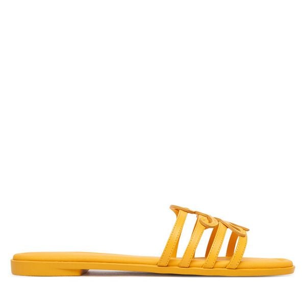 Klapki Tommy Hilfiger. Żółte klapki damskie Tommy Hilfiger, bez wzorów, bez obcasa, bez zapięcia. Za 331.99 zł.