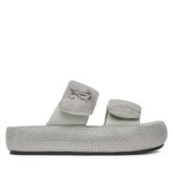 Klapki Juicy Couture. Szare klapki damskie Juicy Couture, bez wzorów, bez obcasa, bez zapięcia. Za 249.99 zł.