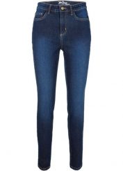 Dżinsy Skinny Mid Waist ze stretchem. Niebieskie jeansy damskie bonprix, bez wzorów, z jeansu. Za 94.99 zł.
