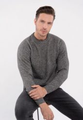 Sweter z wełną S-CLIMB. Szare swetry męskie Volcano, na zimę, m, bez wzorów, z bawełny, klasyczne, bez kołnierzyka, bez ramiączek. Za 159.99 zł.