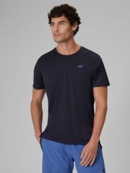 4F Koszulka trenignowa regular szybkoschnąca męska - granatowa M. Niebieskie t-shirty męskie 4F, m, bez wzorów, bez kołnierzyka, bez ramiączek. Za 129.99 zł.