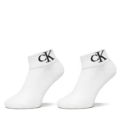 Skarpety długie Calvin Klein Jeans. Białe skarpetki damskie Calvin Klein Jeans, bez wzorów, z jeansu. Za 59.99 zł.
