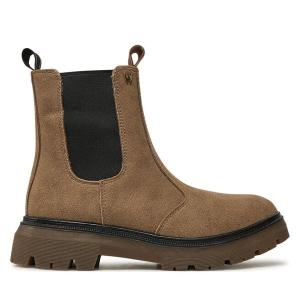 Sztyblety Wrangler. Brązowe botki damskie Wrangler, bez wzorów, bez obcasa, na płaskiej podeszwie, bez zapięcia. Za 349.99 zł.