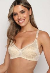 Jasnobeżowy Biustonosz Typu Full Cup z Regulowanymi Ramiączkami Vikiianae. Brązowe biustonosze Born2be, bez wzorów. Za 29.99 zł.