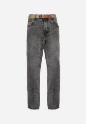 Szare Jeansy o Fasonie Regular z Paskiem z Klamrą Adropea. Szare jeansy męskie Born2be, z jeansu. Za 129.99 zł.