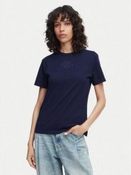 HUGO T-Shirt Damacia 8 50573353 Granatowy Regular Fit. Niebieskie t-shirty damskie Hugo, m, bez wzorów, z bawełny, bez kołnierzyka, bez ramiączek. Za 299.99 zł.