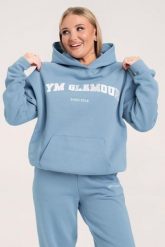 Bluza fitness damska Gym Glamour college sky. Niebieskie bluzy damskie GYM GLAMOUR, s, bez wzorów, z bawełny, glamour, bez ramiączek, z kapturem. Za 199.99 zł.