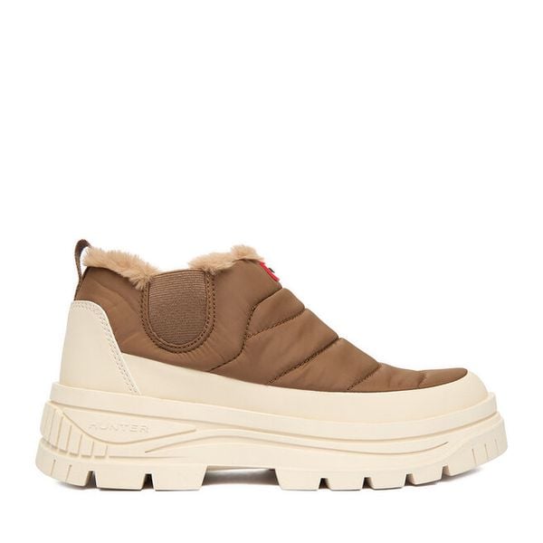 Śniegowce Hunter. Brązowe śniegowce damskie Hunter, bez zapięcia. Za 299.99 zł.