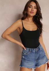 Czarny Top Bawełniany Prisiche. Czarne topy damskie Renee, l, bez wzorów, z bawełny, bez kołnierzyka, bez ramiączek. Za 19.99 zł.