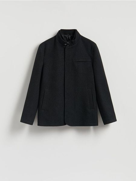 Marynarka regular fit - czarny. Czarne garnitury męskie Reserved, l, bez wzorów, z bawełny, bez kołnierzyka, bez ramiączek. Za 329.99 zł.