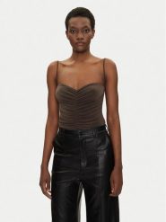 NORMA KAMALI Body KK424XPLH21823 Brązowy Regular Fit. Brązowe body Norma Kamali, bez wzorów, z syntetyku. Za 539.99 zł.
