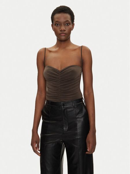 NORMA KAMALI Body KK424XPLH21823 Brązowy Regular Fit. Brązowe body Norma Kamali, bez wzorów, z syntetyku. Za 489.99 zł.