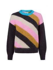 Nümph Damski sweter z dzianiny z alpaką i wełną - Nusuri Kobiety niebieski|wyrazisty róż|wielokolorowy w paski, XXL. Czerwone swetry nierozpinane damskie Nümph, xxl, bez wzorów, z dzianiny, bez kołnierzyka, bez ramiączek. Za 479.95 zł.