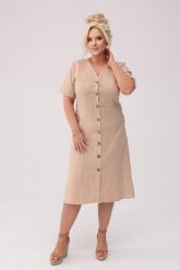 Sukienka Savannah - Len w odcieniu natury PLUS SIZE OVERSIZE XXL. Sukienki damskie Moda Size Plus Iwanek, na lato, l, bez wzorów, ze lnu, eleganckie, z asymetrycznym kołnierzem, plus size, bez ramiączek, mini, asymetryczne. Za 429.90 zł.