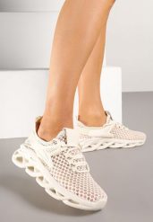 Beżowe Buty Sportowe Sneakersy na Platformie Ozdobionej Tłoczeniem Teliriella. Brązowe obuwie sportowe damskie Renee, bez wzorów, z jeansu, bez zapięcia. Za 59.99 zł.