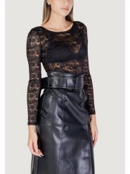 Morgan Body 242-TLACE Czarny Slim Fit. Czarne body Morgan, bez wzorów, z syntetyku. Za 129.99 zł.