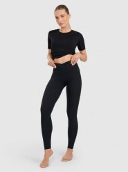 4F Legginsy do jogi i pilatesu szybkoschnące damskie - czarne M. Czarne legginsy damskie 4F, l, bez wzorów, z dzianiny, z podwyższonym stanem, na jogę i pilates. Za 169.99 zł.