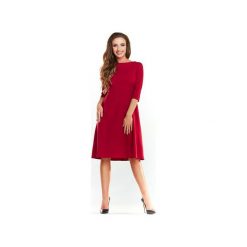 Sukienka mini N017 bordo. Czerwone sukienki damskie Awama, l, bez wzorów, z poliesteru, bez kołnierzyka, bez ramiączek, mini, trapezowe. Za 126.65 zł.