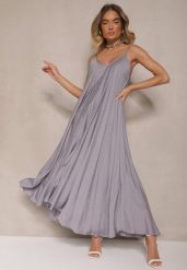Niebieska Wiskozowa Sukienka o Rozkloszowanym Kroju Ozdobiona Cyrkoniami Tosnaria. Niebieskie sukienki damskie Renee, l, bez wzorów, z wiskozy, eleganckie, bez kołnierzyka, bez ramiączek, maxi, rozkloszowane. Za 59.99 zł.