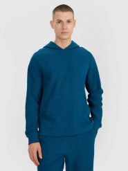 4F Bluza dresowa nierozpinana z kapturem męska - turkusowa XXL. Niebieskie bluzy męskie 4F, m, z aplikacjami, z bawełny, z kapturem. W wyprzedaży za 69.99 zł.