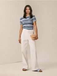 Jeansy wide leg comfort z przeszyciami - biały. Białe jeansy damskie Sinsay, bez wzorów, z jeansu. Za 69.99 zł.